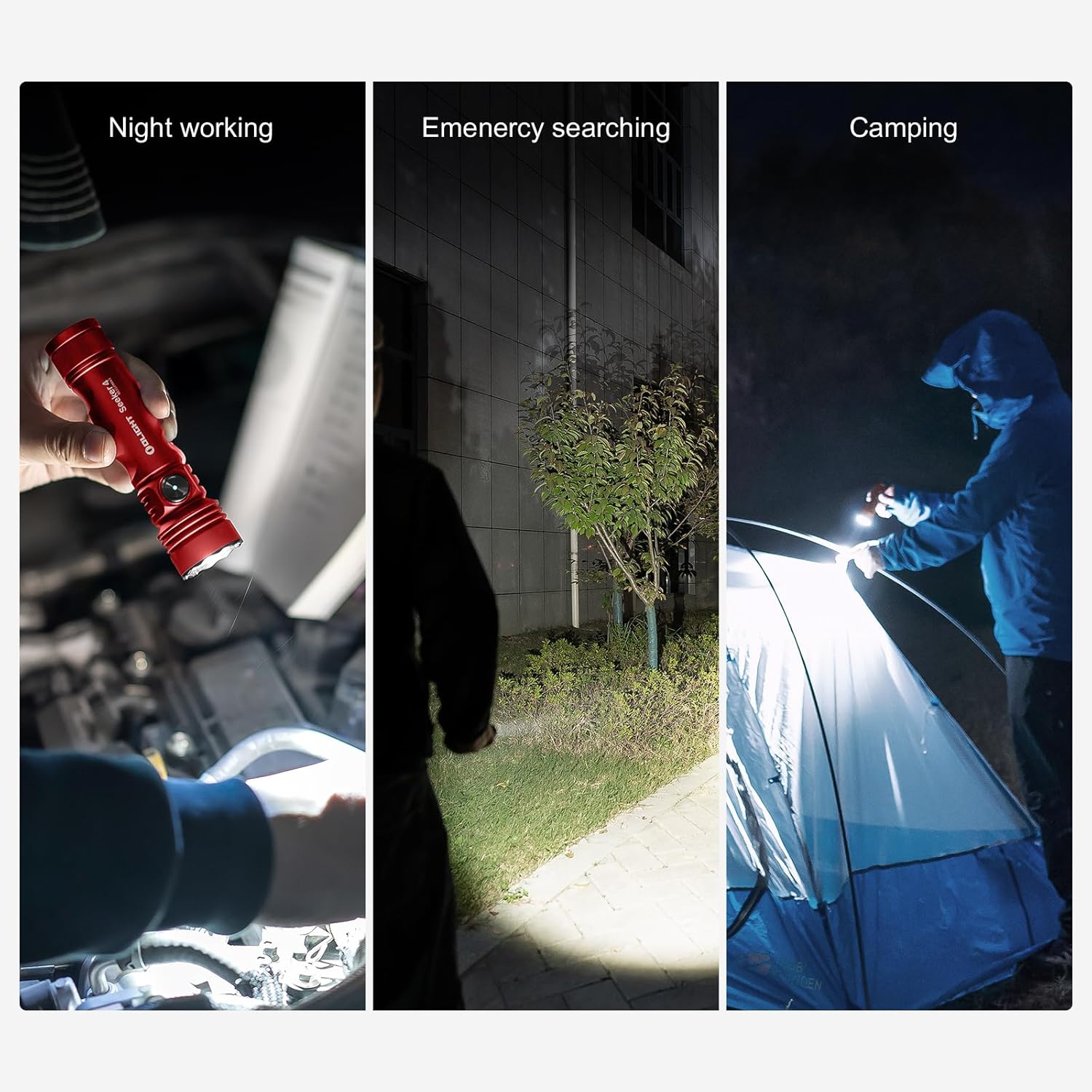 OLIGHT Seeker 4 Rechargeable Bright Flashlights 3100 Lumens Powerful USB-C Charging 400 Meters Long Range LED Emergency Camping Law Enforcement Red