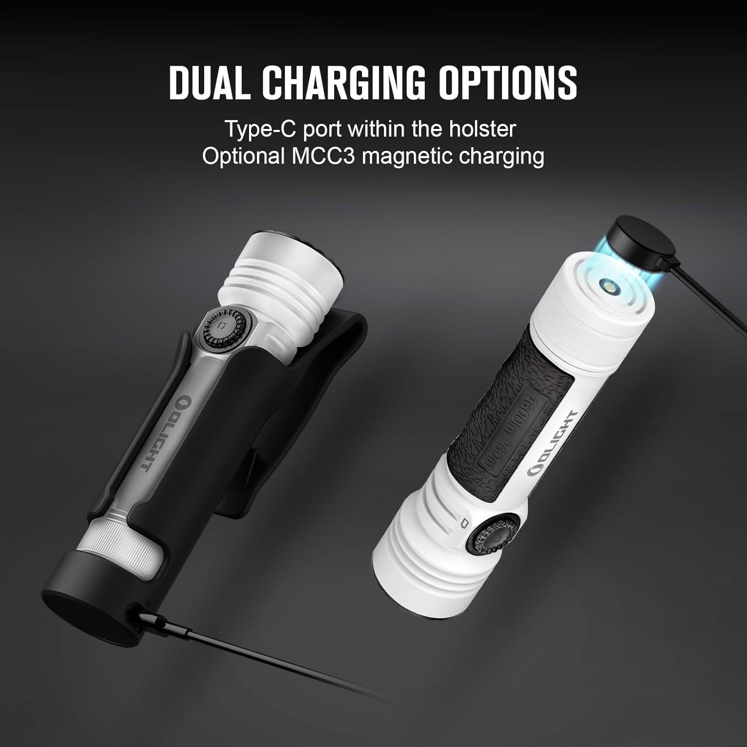 OLIGHT Seeker 4 Pro Rechargeable Flashlights 4600 Lumens High Powerful Bright Light USB C Holster Waterproof IPX8 for Emergencies Camping Searching White