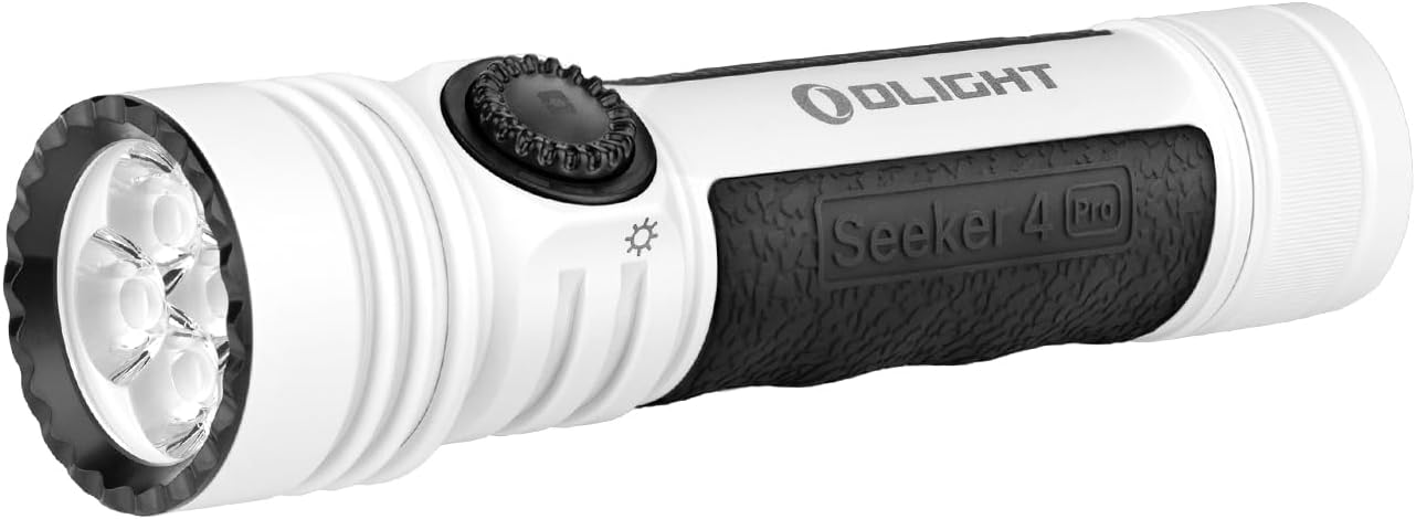 OLIGHT Seeker 4 Pro Rechargeable Flashlights 4600 Lumens High Powerful Bright Light USB C Holster Waterproof IPX8 Emergencies Camping Searching White
