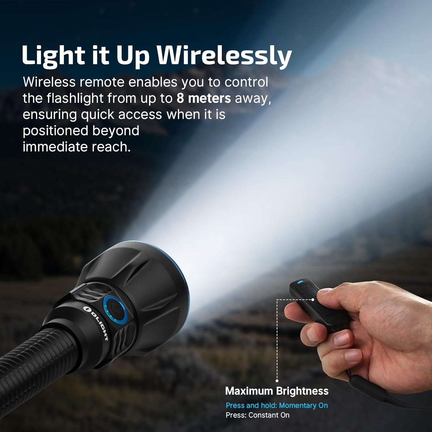 OLIGHT Javelot Turbo 2 1800 Lumen Rechargeable Tactical Flashlight Long Range 4921ft Throw Dual-Switch LED Hunting Light Wireless Remote Control Battery Pack USB C Cable OD Green