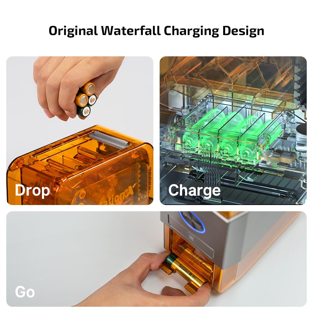OLIGHT Ostation X Battery Charger 3-in-1 Design Rechargeable AA NiMH Batteries 32 Count Charging Testing Storage No Polarity Check Easy Charging Bad Batteries Detection APP Control