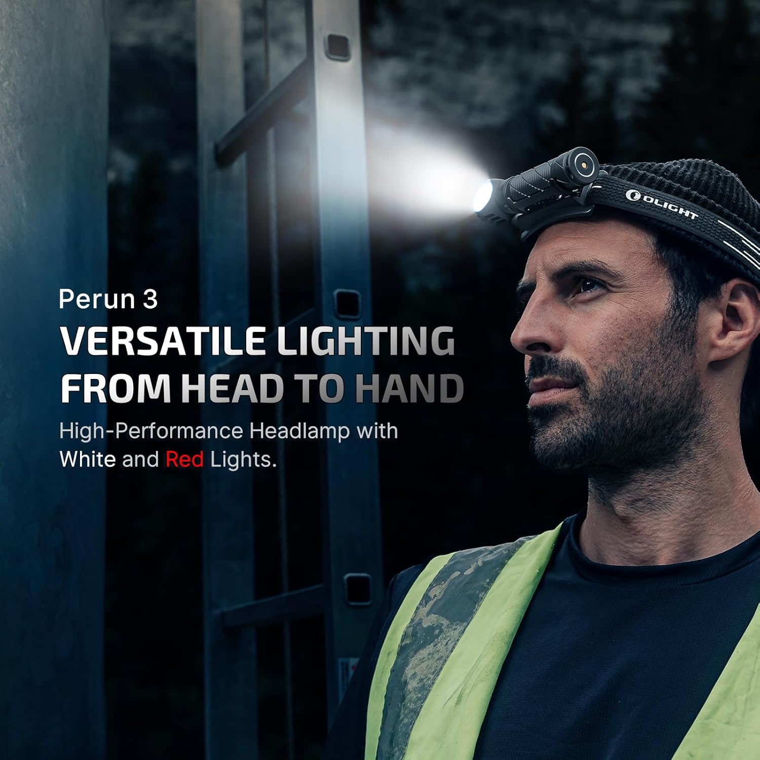 OLIGHT Perun 3 Rechargeable Headlamp Flashlight 3000 Lumens LED Headlight Red Light Waterproof Head Lamp Headband Outdoor Camping Hiking Working Black