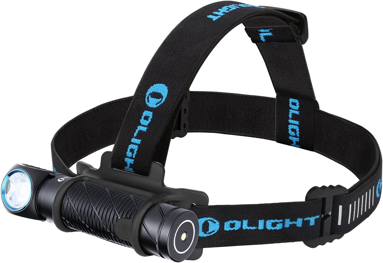 OLIGHT Perun 2 2500 Lumens Rechargeable Headlamp Multi-Functional Right Angle MCC Waterproof Flashlight with Headband Ideal for Night Camping Hiking Hunting Black