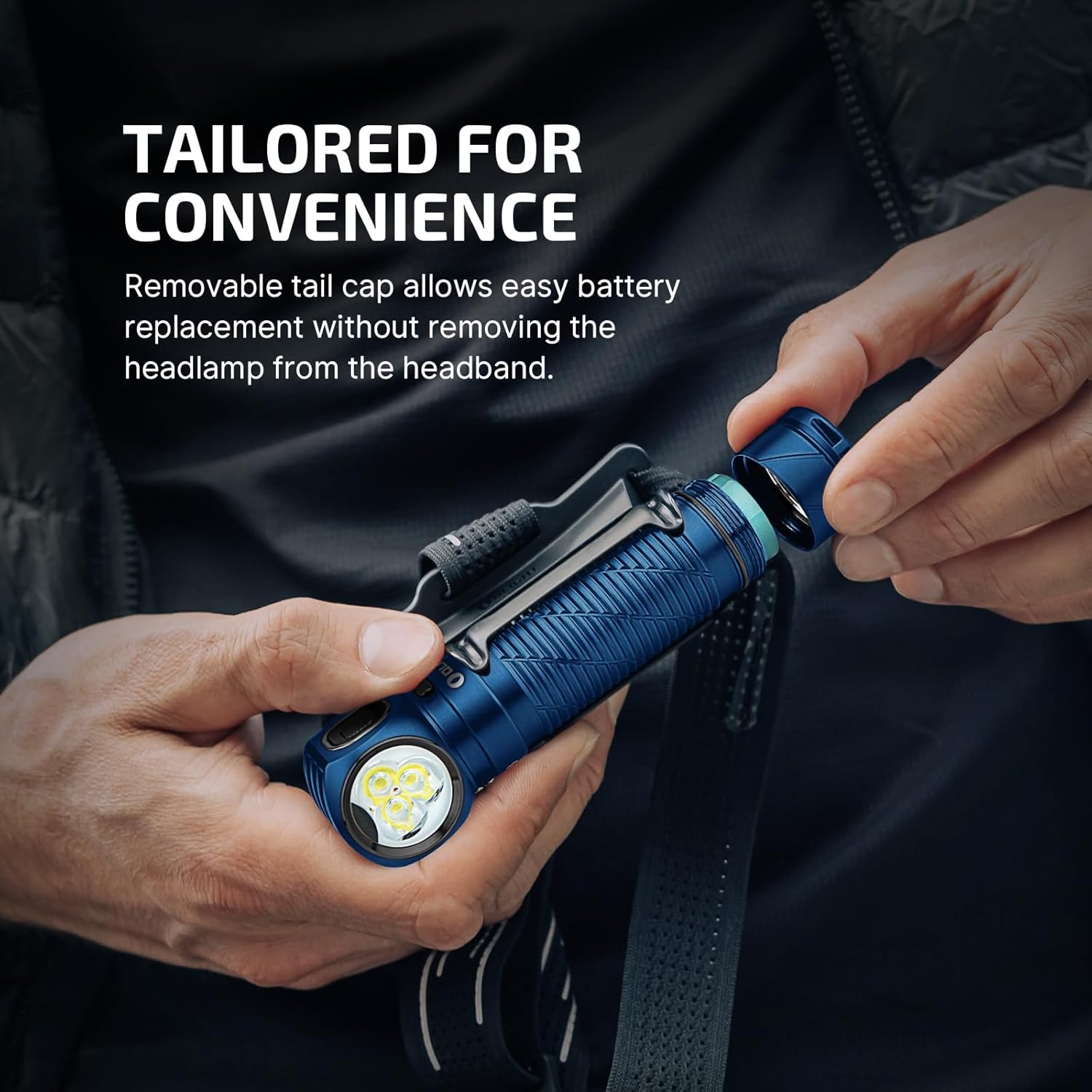 OLIGHT Perun 3 Rechargeable Headlamp Flashlight 3000 Lumens LED Headlight Red Light Waterproof Head Lamp Headband Outdoor Camping Hiking Working Midnight Blue
