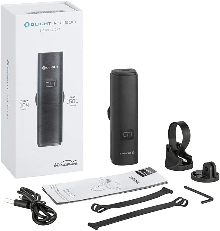 OLIGHT RN 1500 Rechargeable Bike Headlights 1500 Lumens USB Type C Reverse Charging Rechargeable Battery IPX7 Waterproof