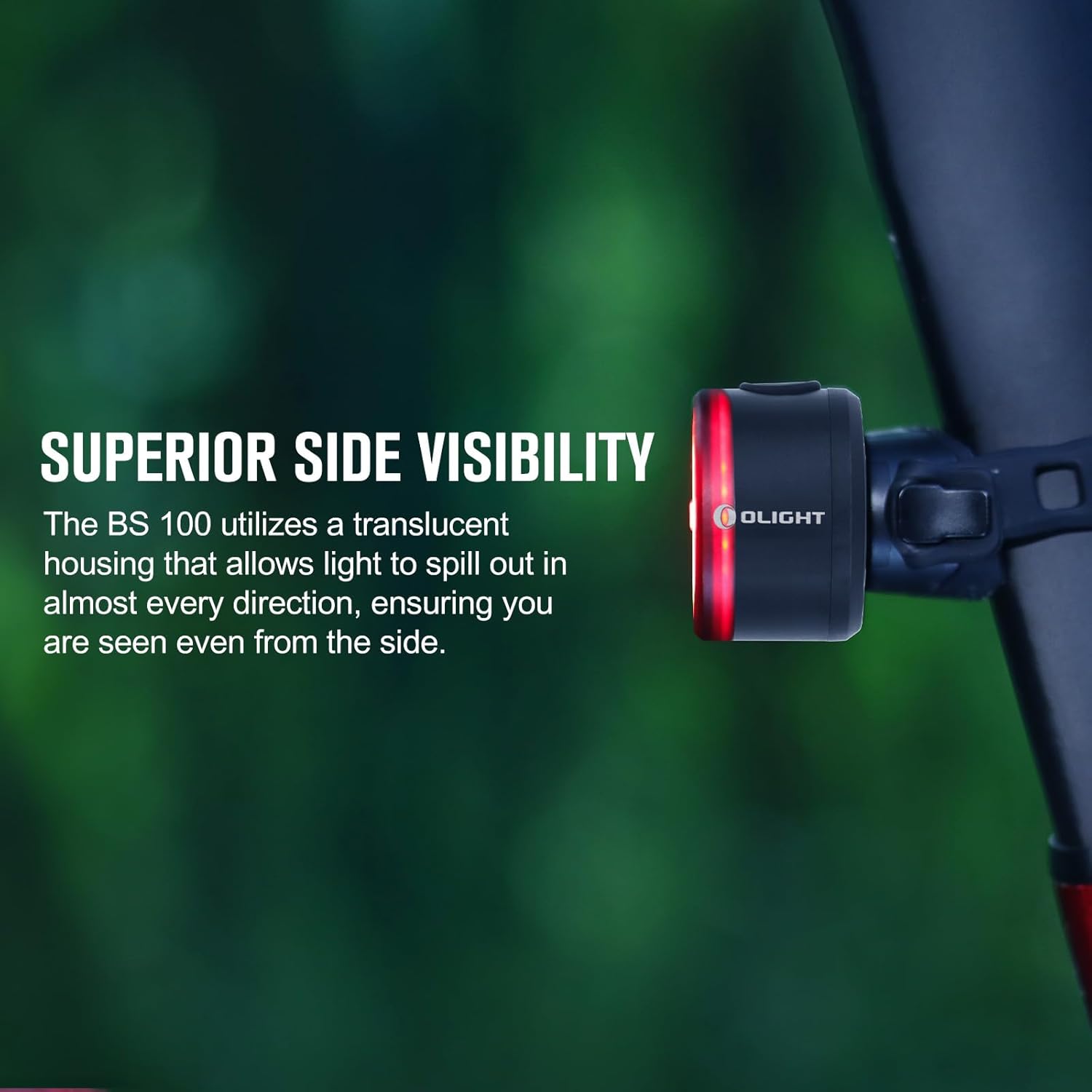 OLIGHT BS 100 Bike Tail Light 100 Lumens 260 Degree Visibility Bicyle Rear Lights 1000m Viewable Range Type-C Rechargeable Break Sensing Taillights IPX6 Waterproof for Road and Urban Cyclists.