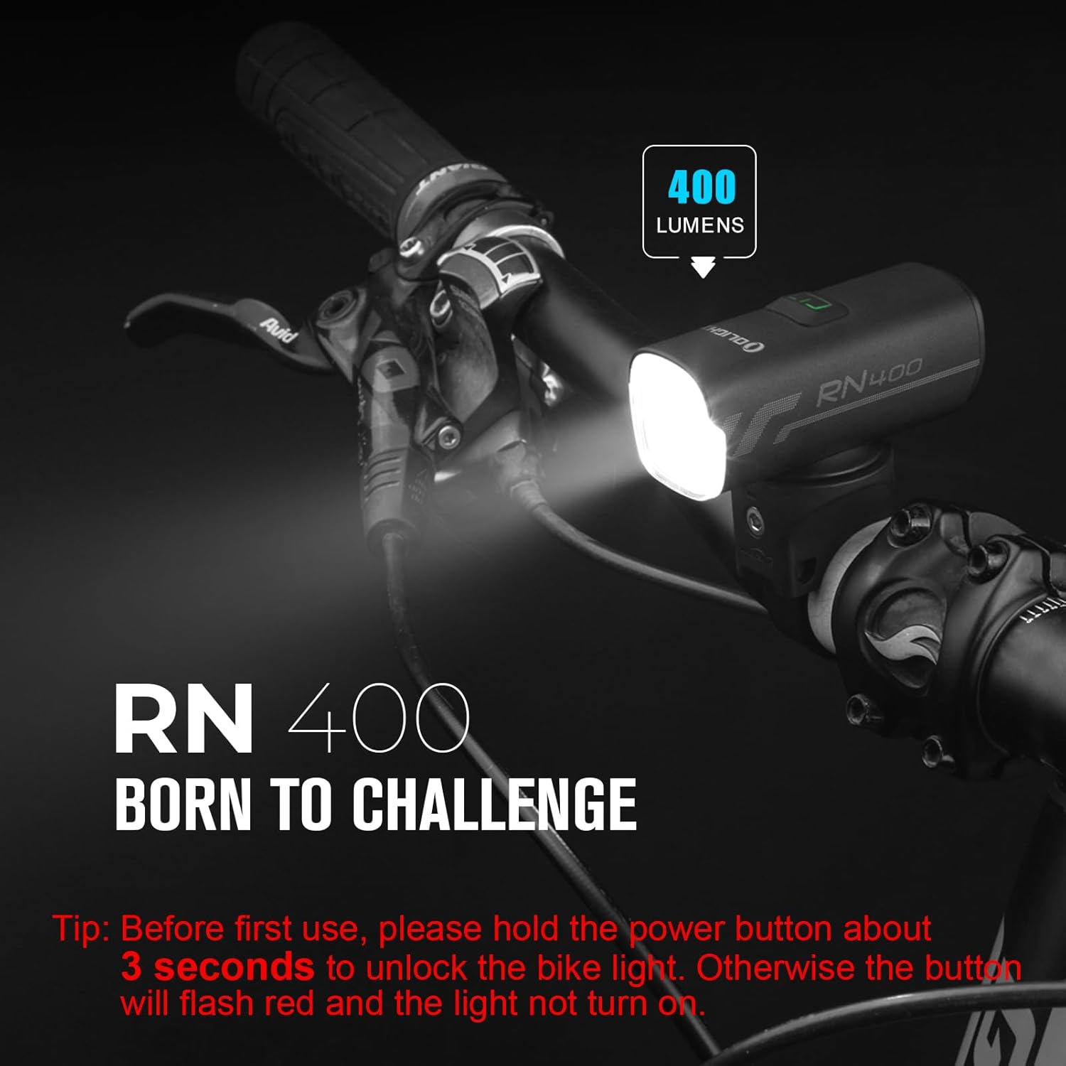 OLIGHT RN 400 LED Bike Lights 400 Lumens USB Type-C Rechargeable Front Light IPX7 Waterproof Bicycle Headlight for Road Urban Cyclists Black