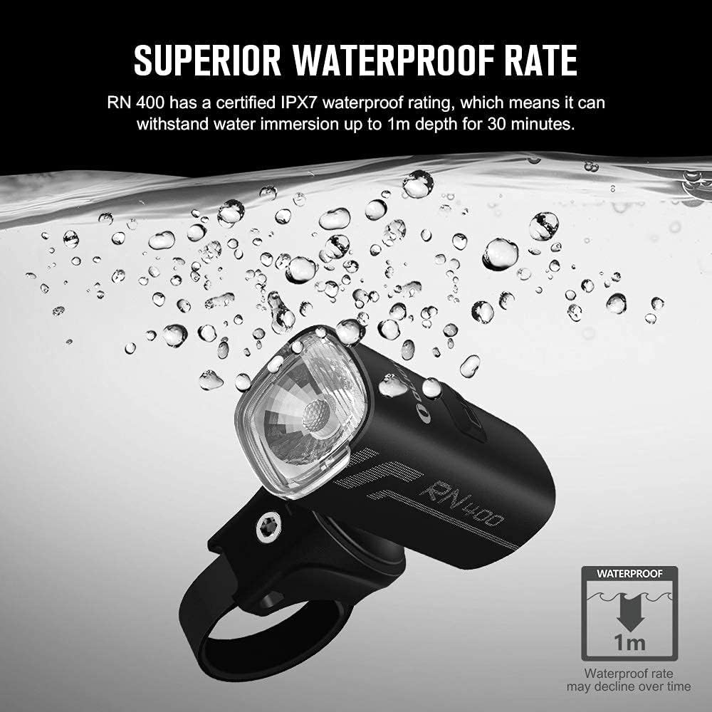 OLIGHT RN 400 LED Bike Lights 400 Lumens USB Type-C Rechargeable Front Light IPX7 Waterproof Bicycle Headlight for Road Urban Cyclists Black