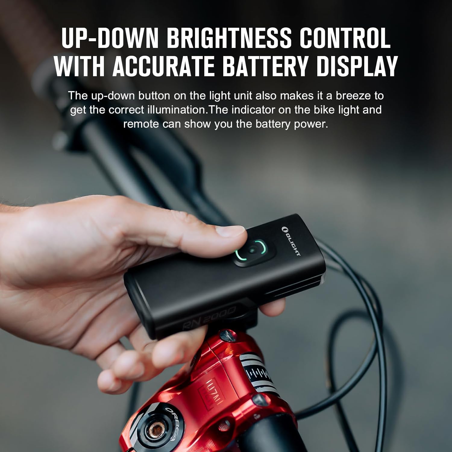 OLIGHT RN 2000 LED Rechargeable Bike Light 2000 Lumens 557ft Max Throw Waterproof Bicycle Headlight Spot&Flood Beams Remote Control Type-C Smart Sensor Mountain Urban Riding