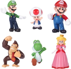Mario Figures Toy Set Mario Luigi Yoshi Mario Bros Action Figures 2 inch 6-Piece