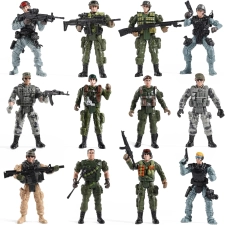 US Army Men SWAT Team Toy Soldiers Action Figures Military Weapons Accessories Kids Boys Girls 12Pcs