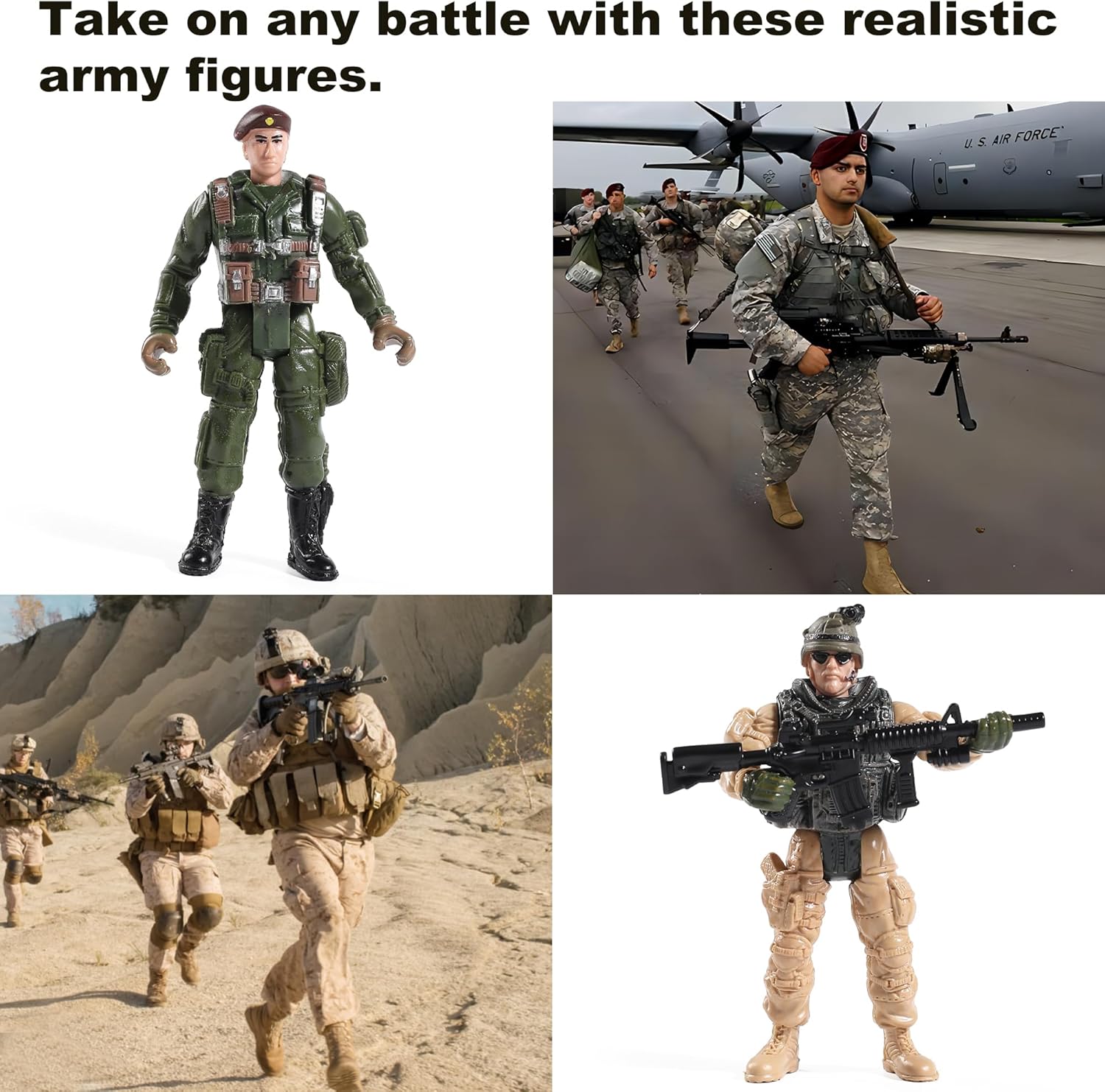 US Army Men SWAT Team Toy Soldiers Action Figures Military Weapons Accessories Kids Boys Girls 12Pcs