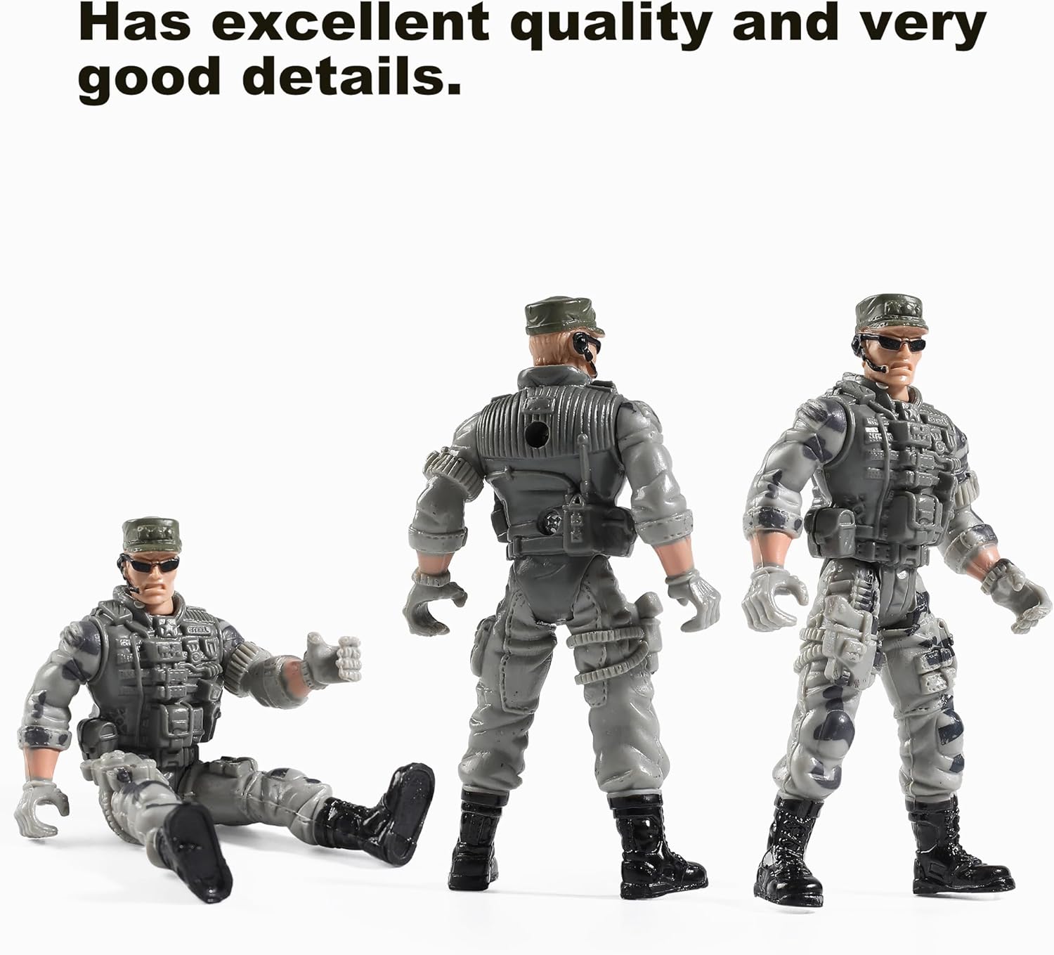 US Army Men SWAT Team Toy Soldiers Action Figures Military Weapons Accessories Kids Boys Girls 12Pcs
