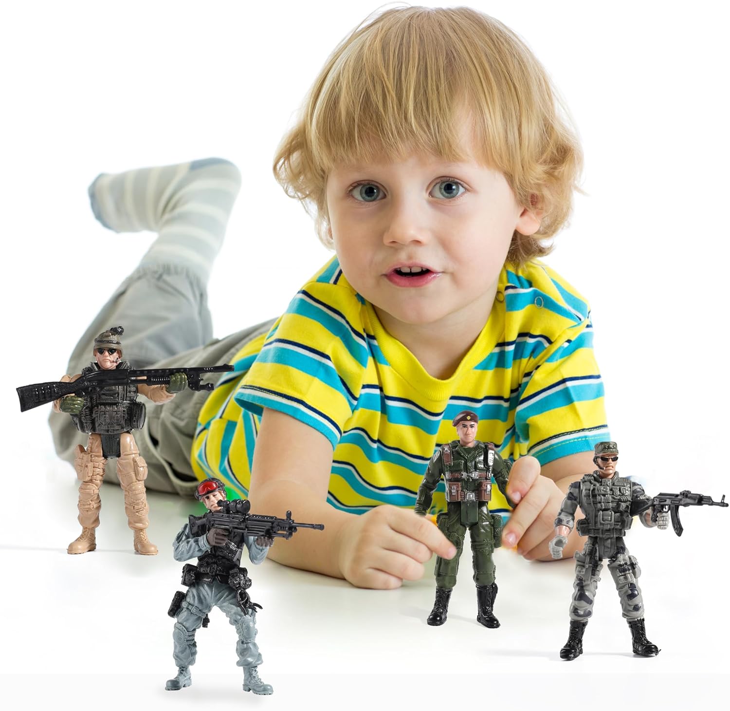 US Army Men SWAT Team Toy Soldiers Action Figures Military Weapons Accessories Kids Boys Girls 12Pcs