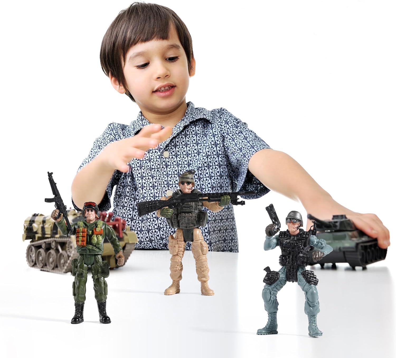 US Army Men SWAT Team Toy Soldiers Action Figures Military Weapons Accessories Kids Boys Girls 12Pcs