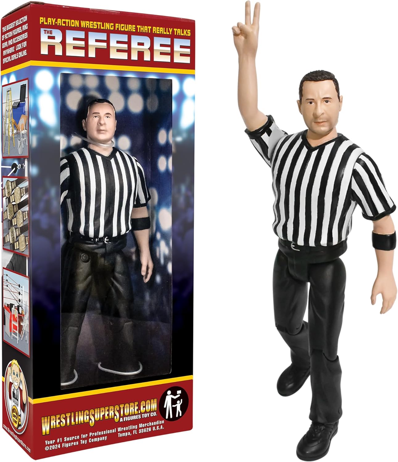 Figures Toy Company Three Counting Talking Wrestling Referee Action Figure