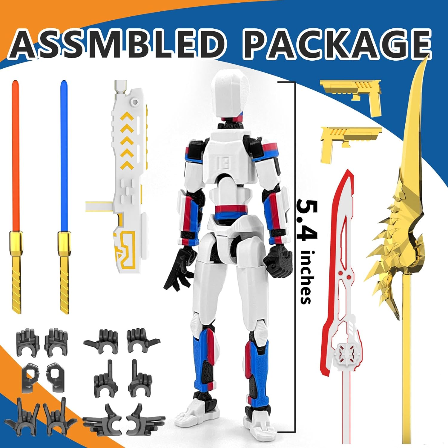 T13 Multi-Colored Titan 13 Action Figure Set Dummy with Laser Saber 3D Printed T 13 Lucky Robo Nova 13 Action Figures - Figura de acción t13 White Blue Red