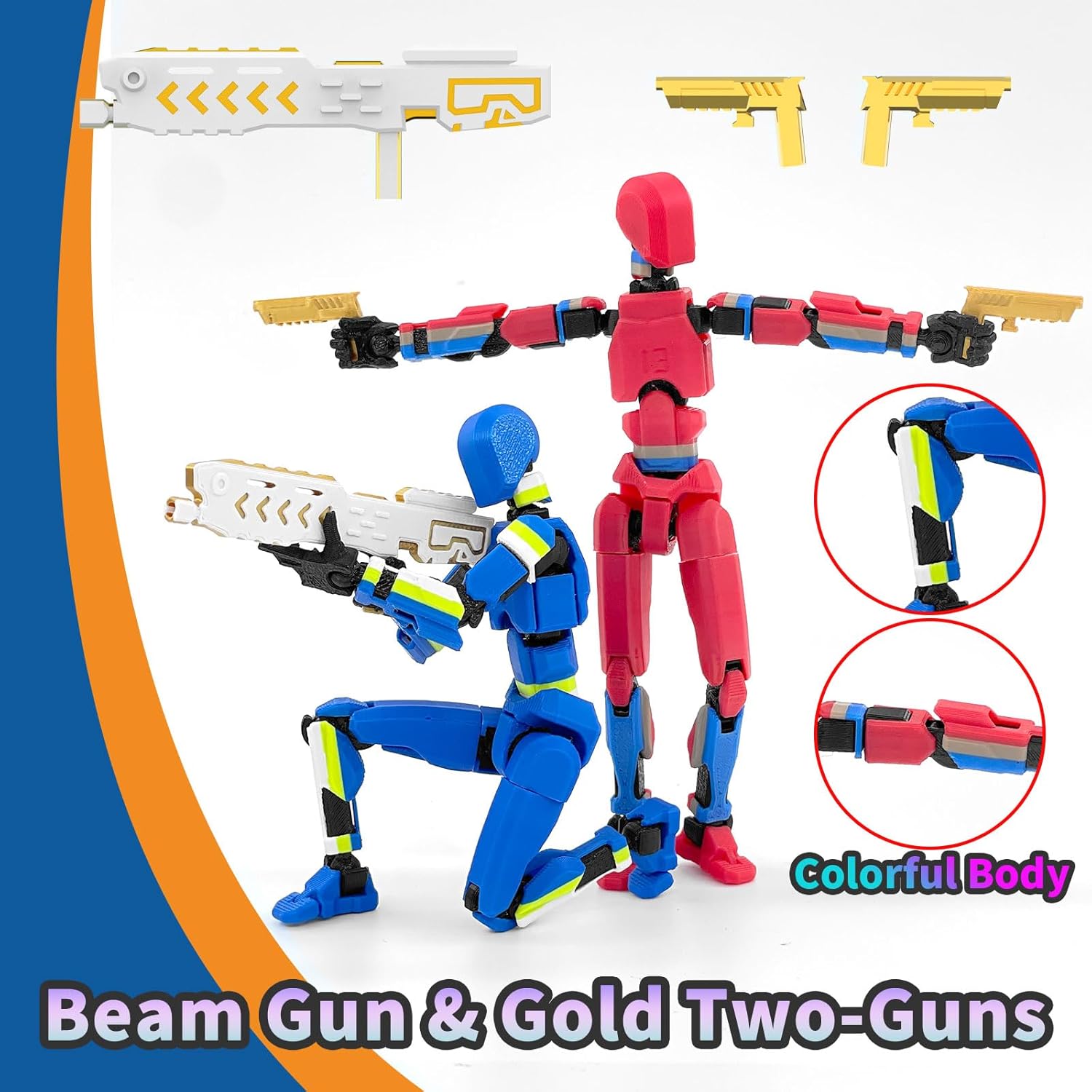 T13 Multi-Colored Titan 13 Action Figure Set Dummy with Laser Saber 3D Printed T 13 Lucky Robo Nova 13 Action Figures - Figura de acción t13 White Blue Red