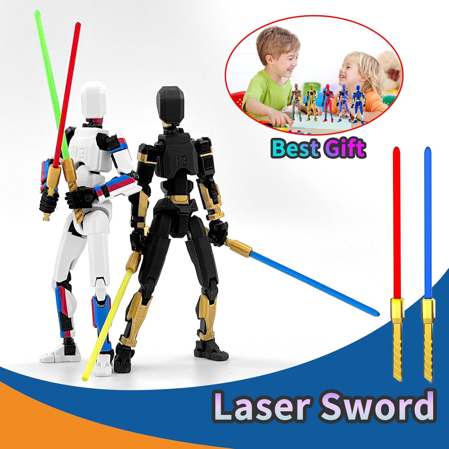 T13 Multi-Colored Titan 13 Action Figure Set Dummy with Laser Saber 3D Printed T 13 Lucky Robo Nova 13 Action Figures - Figura de acción t13 White Blue Red
