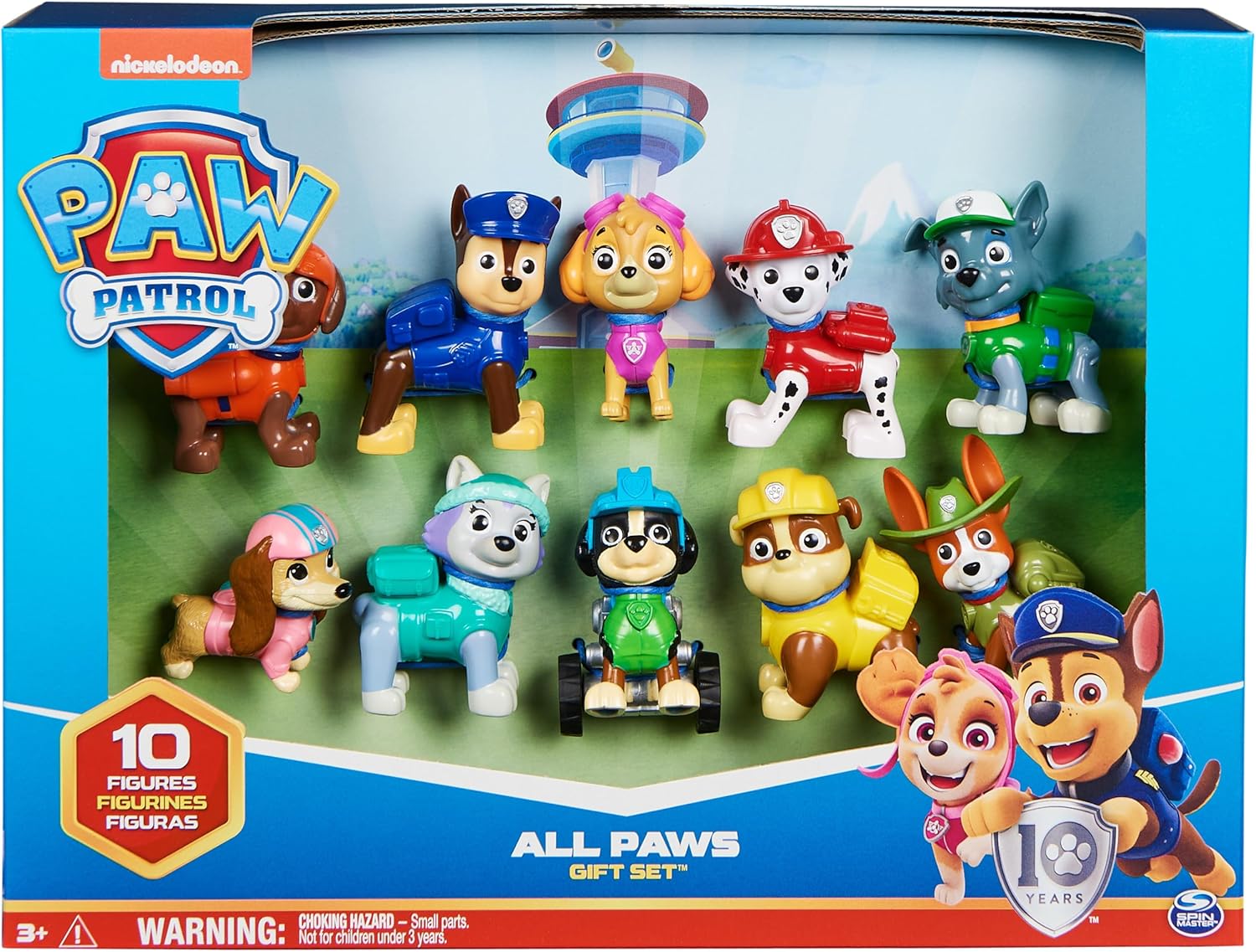 PAW PATROL 10TH ANNIVERSARY ALL PAWS ON DECK TOY FIGURES GIFT PACK 10 COLLECTIBLE ACTION FIGURES KIDS TOYS AGES 3+