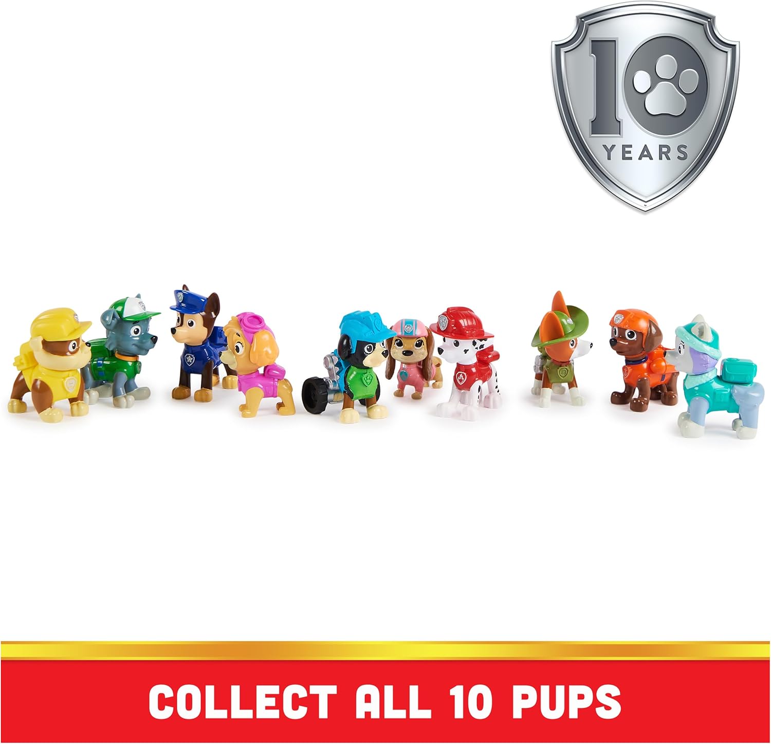 PAW PATROL 10TH ANNIVERSARY ALL PAWS ON DECK TOY FIGURES GIFT PACK 10 COLLECTIBLE ACTION FIGURES KIDS TOYS AGES 3+