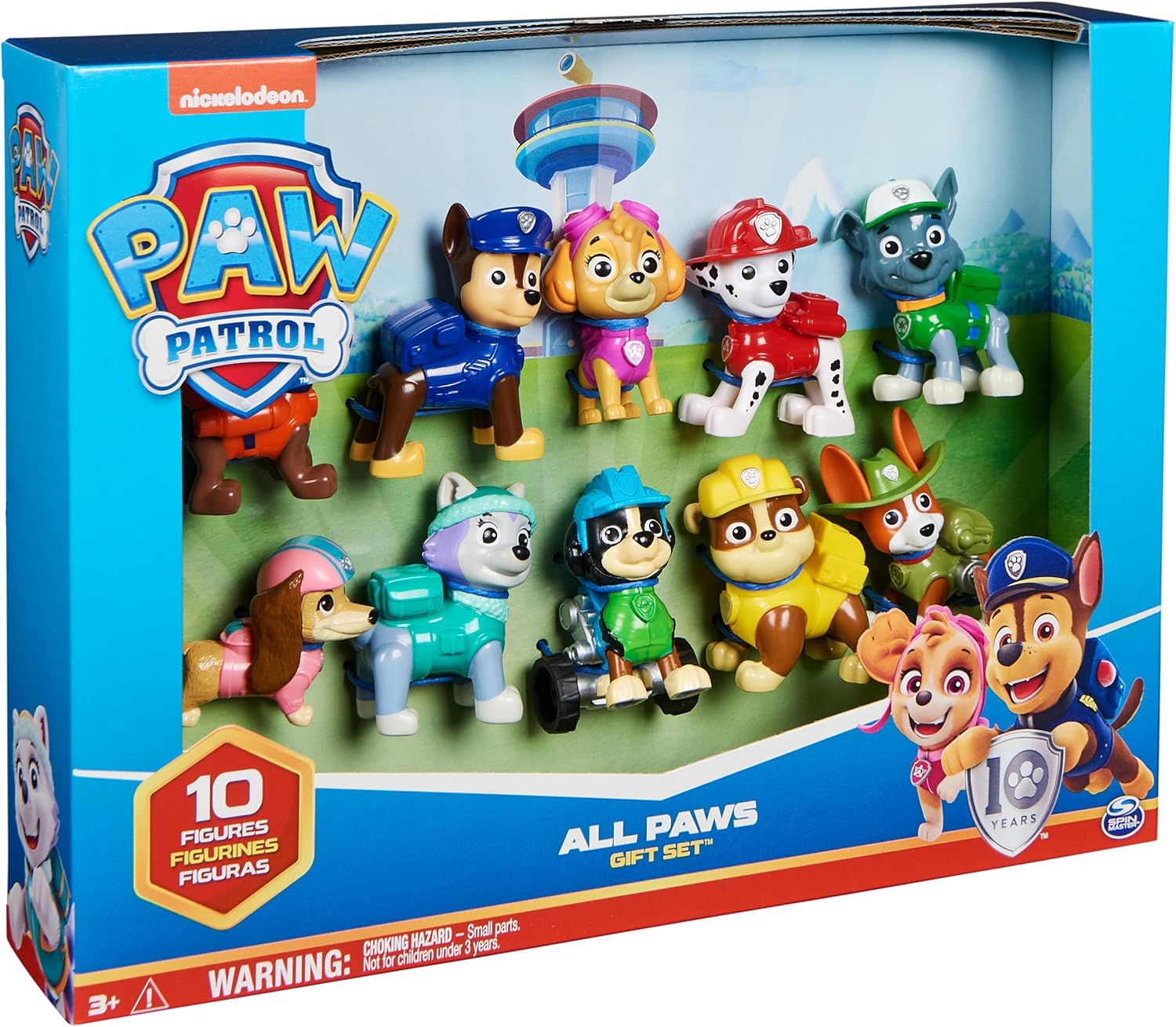 PAW PATROL 10TH ANNIVERSARY ALL PAWS ON DECK TOY FIGURES GIFT PACK 10 COLLECTIBLE ACTION FIGURES KIDS TOYS AGES 3+