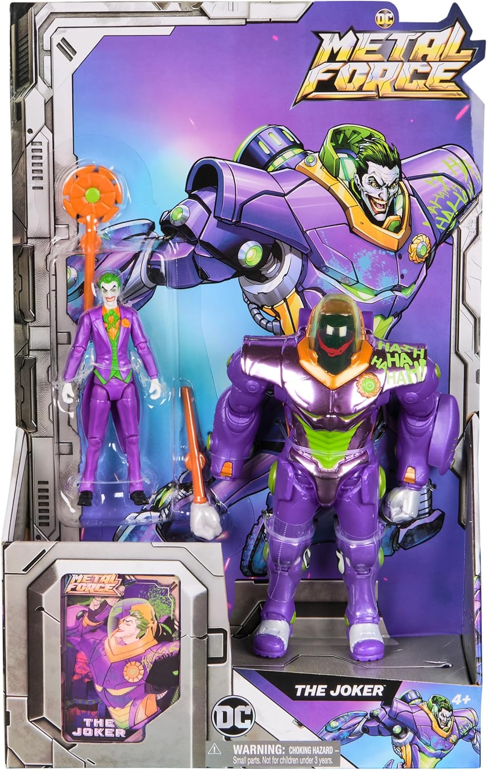 DC Comics Metal Force The Joker Action Figure 6-Inch with 4-Inch Mini Figure Built-in Blaster Armor Suit Superhero Kids Toys Boys Girls Ages 4+