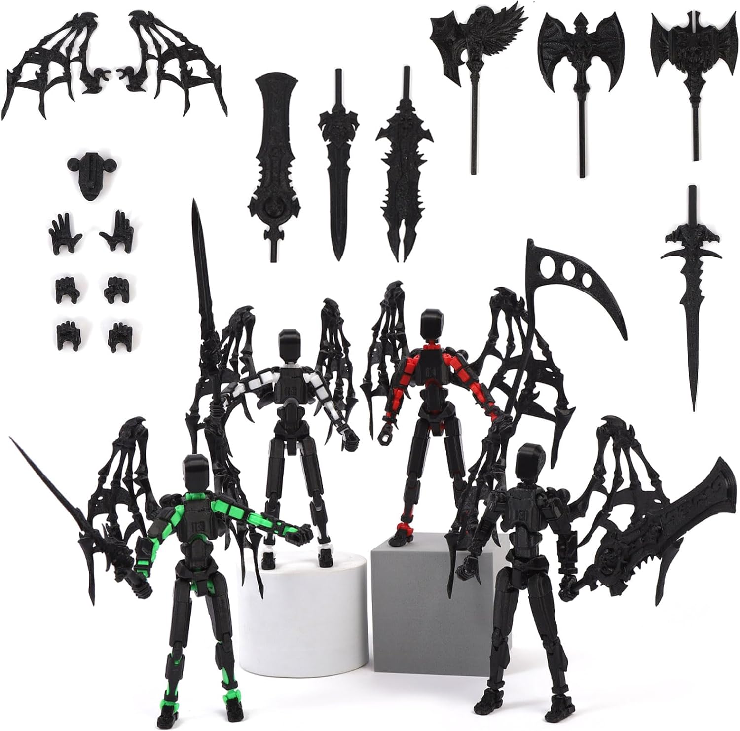 T13 Action Figure Assembly Completed Titan 13 3D Printed Multi-Jointed Movable 5.54-inch Robot Dummy13 Lucky 13 Action Figures 4PCS Color(A+B+C+D)