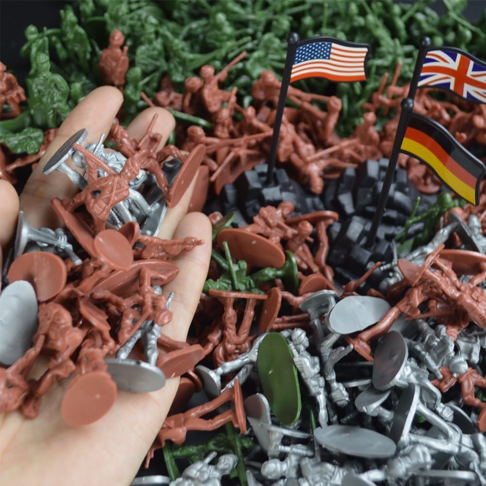 TOYFROG ARMY MEN ACTION FIGURE SET 300 PCS MILITARY PLAYSET CLASSIC FIGURES FOR KIDS DURABLE TOYS IMAGINATIVE PLAY WW2 ACTION FIGURES