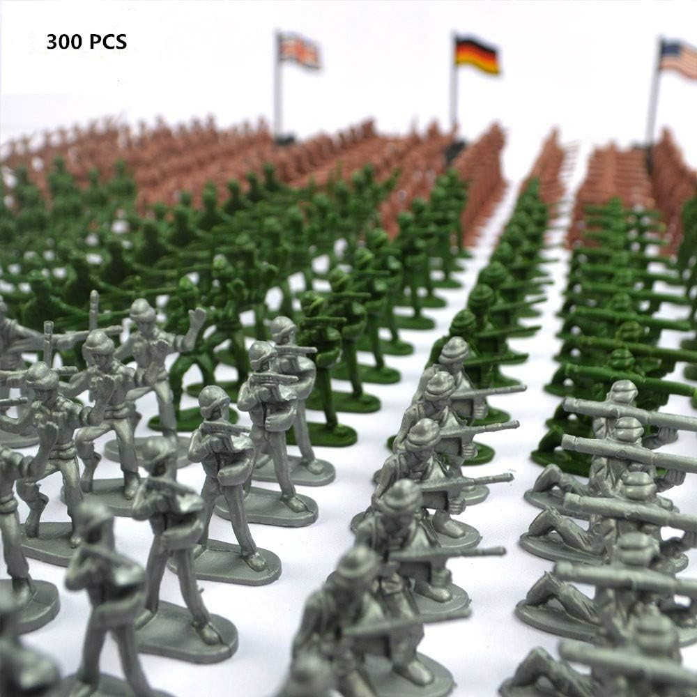 TOYFROG ARMY MEN ACTION FIGURE SET 300 PCS MILITARY PLAYSET CLASSIC FIGURES FOR KIDS DURABLE TOYS IMAGINATIVE PLAY WW2 ACTION FIGURES