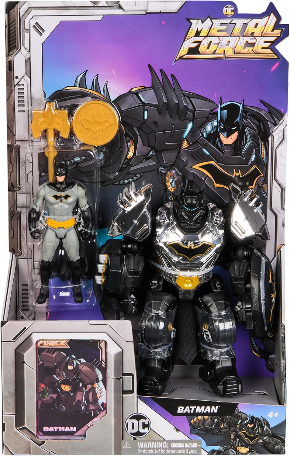 Metal Force Batman Action Figure 6-Inch with 4-Inch Mini Figure Built-in Blaster Armor Suit Super Hero Kids Toys Boys Girls Ages 4+