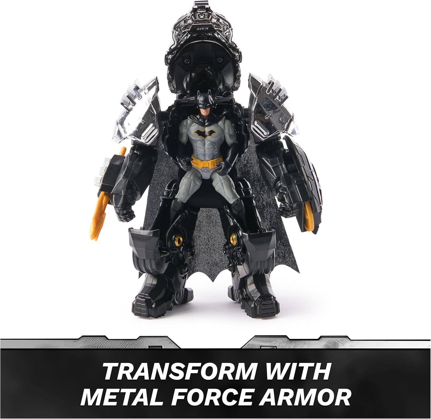 Metal Force Batman Action Figure 6-Inch with 4-Inch Mini Figure Built-in Blaster Armor Suit Super Hero Kids Toys Boys Girls Ages 4+