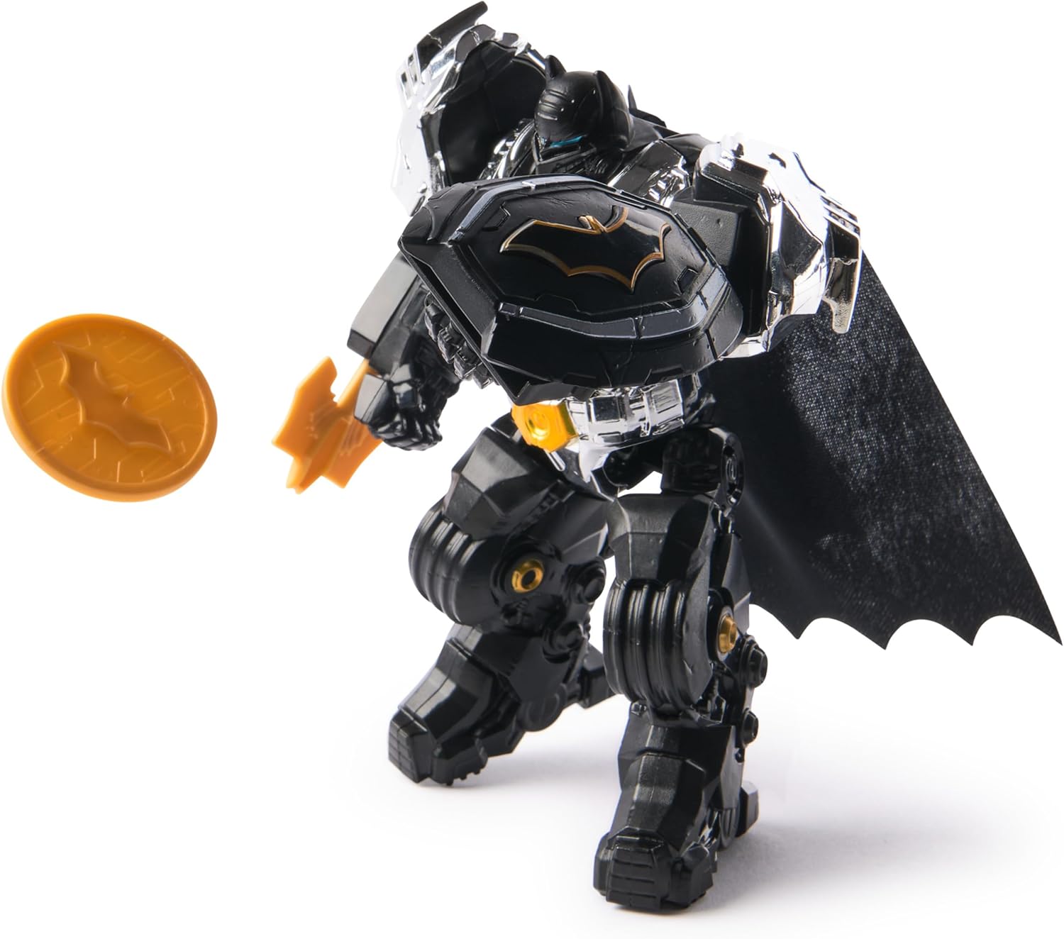 Metal Force Batman Action Figure 6-Inch with 4-Inch Mini Figure Built-in Blaster Armor Suit Super Hero Kids Toys Boys Girls Ages 4+