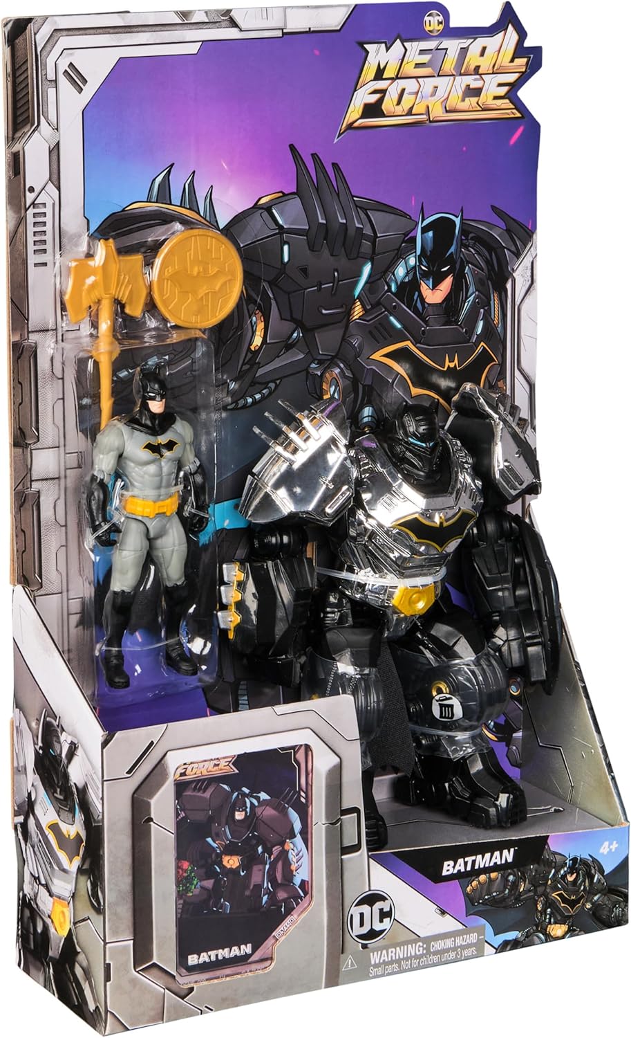 Metal Force Batman Action Figure 6-Inch with 4-Inch Mini Figure Built-in Blaster Armor Suit Super Hero Kids Toys Boys Girls Ages 4+