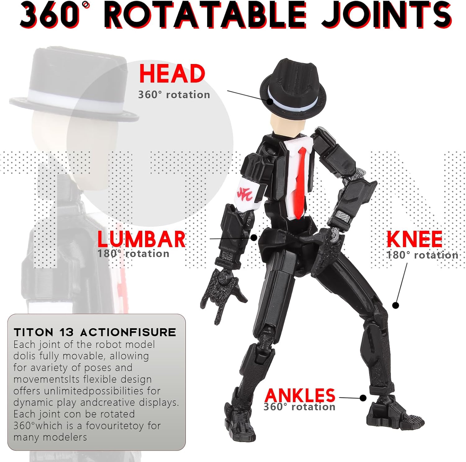 T13 Action Figure Assembly Completed T13 Action Figures Set High 5.4 inches Tall Office Desks and Birthday Cake Decorations Titan 13 Action Figure for Ultimate Gaming Action Figures Collection