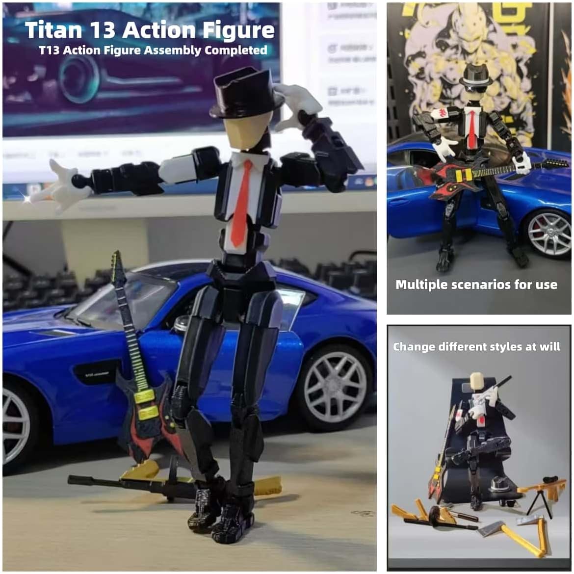 T13 Action Figure Assembly Completed T13 Action Figures Set High 5.4 inches Tall Office Desks and Birthday Cake Decorations Titan 13 Action Figure for Ultimate Gaming Action Figures Collection