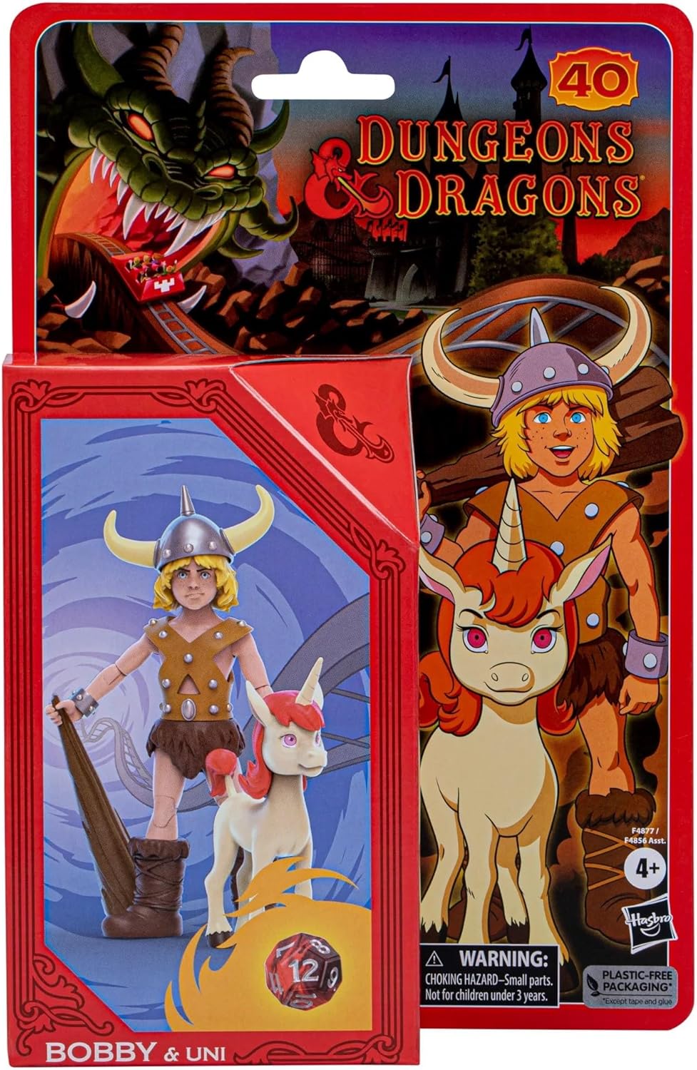 DUNGEONS AND DRAGONS CARTOON CLASSICS BOBBY AND UNI 2-PACK ACTION FIGURES D AND D 80S CARTOON WITH EXCLUSIVE D AND D DICE SET