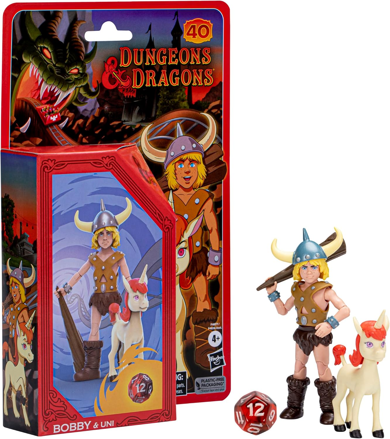 DUNGEONS AND DRAGONS CARTOON CLASSICS BOBBY AND UNI 2-PACK ACTION FIGURES D AND D 80S CARTOON WITH EXCLUSIVE D AND D DICE SET