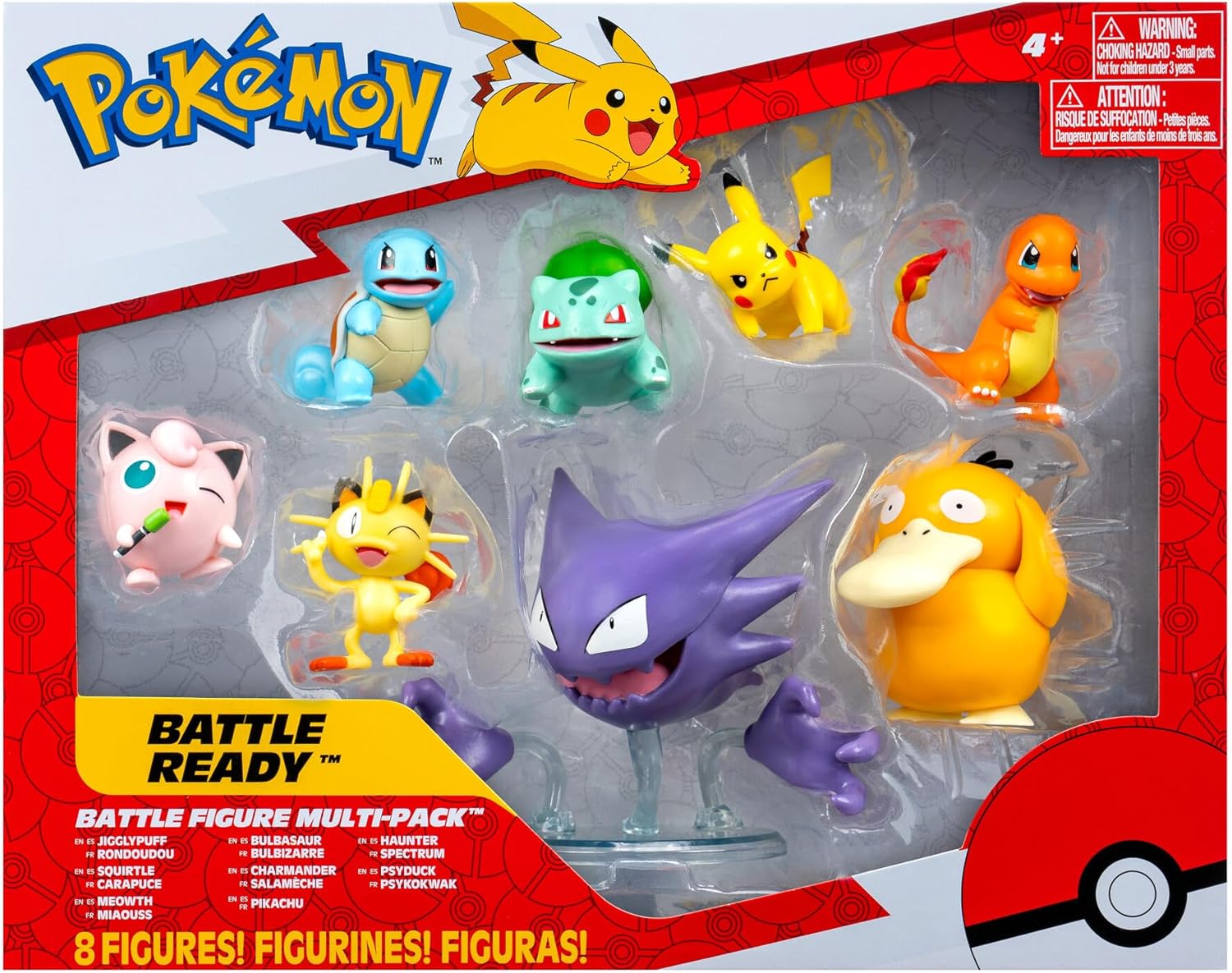 Pokemon Battle Figure 8 Pack Includes 2 Inch Pikachu Bulbasaur Squirtle Charmander Meowth Jigglypuff 3 Inch Loudred Psyduck
