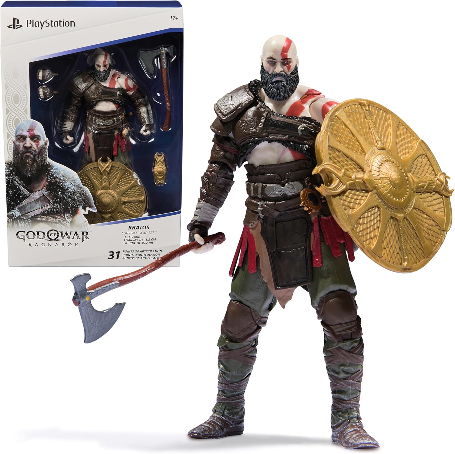 God of War Ragnarok 6” Kratos Action Figure 5 Accessories Shapes Collection PS5 Fans Collectors Ages 17+