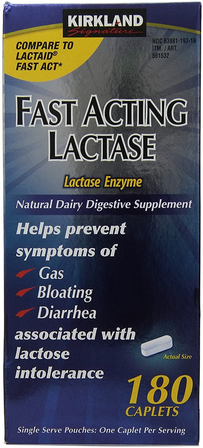 KIRKLAND SIGNATURE FAST ACTING LACTASE NATURAL DAIRY DIGESTIVE SUPPLEMENT 180 COUNT CAPLETS