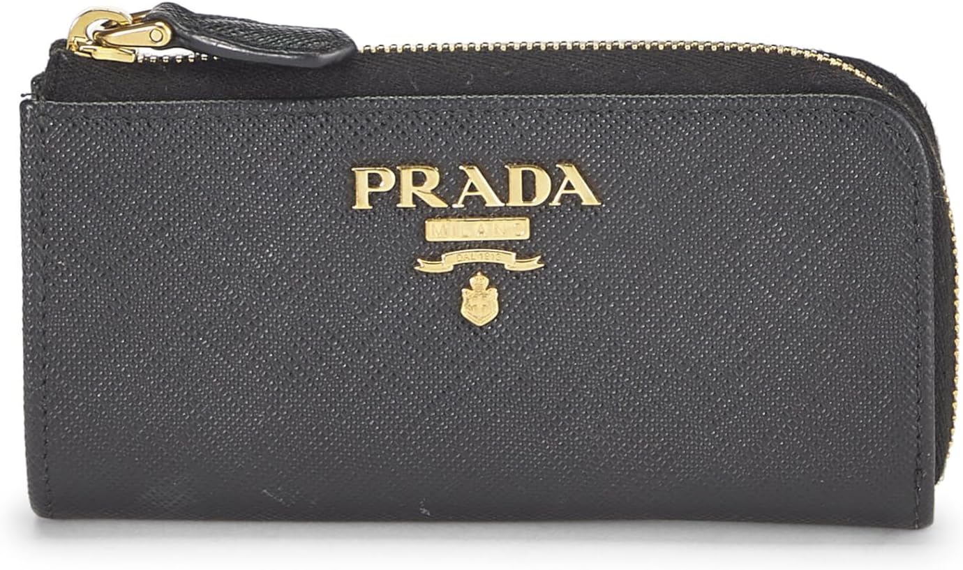 Prada Pre-Loved Black Saffiano Key Holder, Black