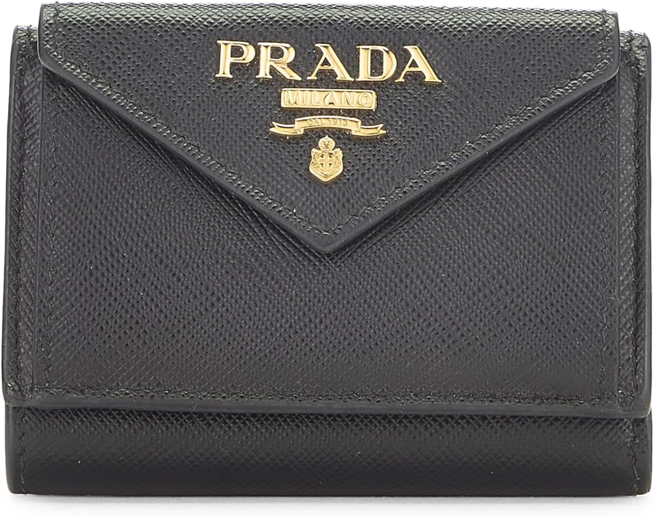 Prada Pre-Loved Black Saffiano Compact Wallet, Black