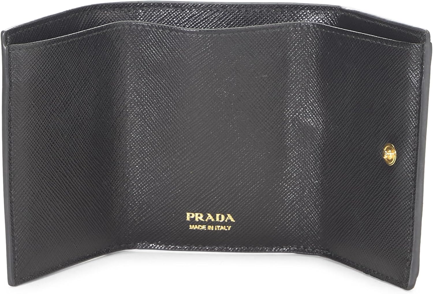 Prada Pre-Loved Black Saffiano Compact Wallet, Black