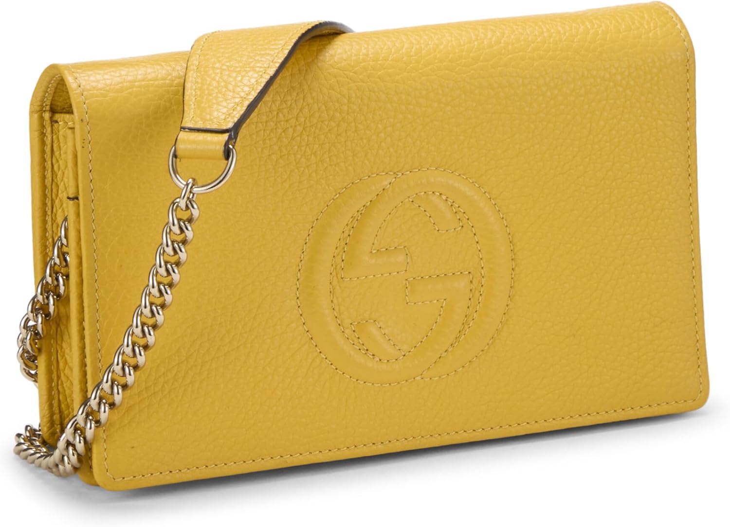 Gucci Pre-Loved Yellow Leather Soho Wallet On Chain (WOC), Yellow