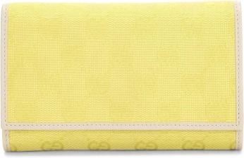 Gucci Pre-Loved Yellow Original GG Canvas Trifold Wallet, Yellow