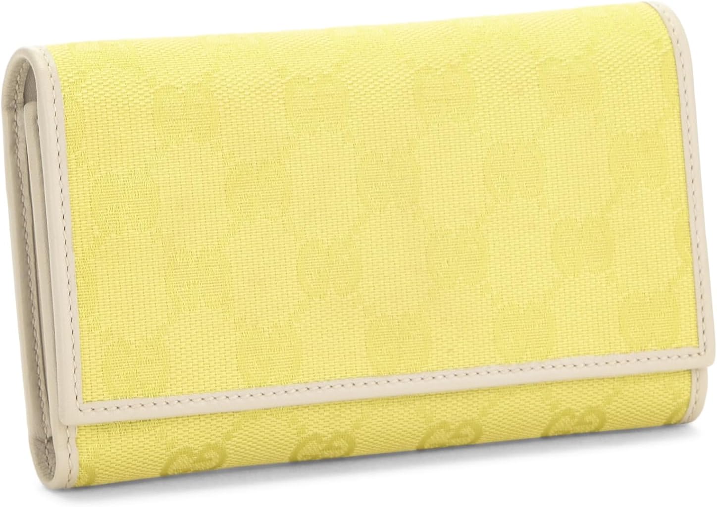 Gucci Pre-Loved Yellow Original GG Canvas Trifold Wallet, Yellow