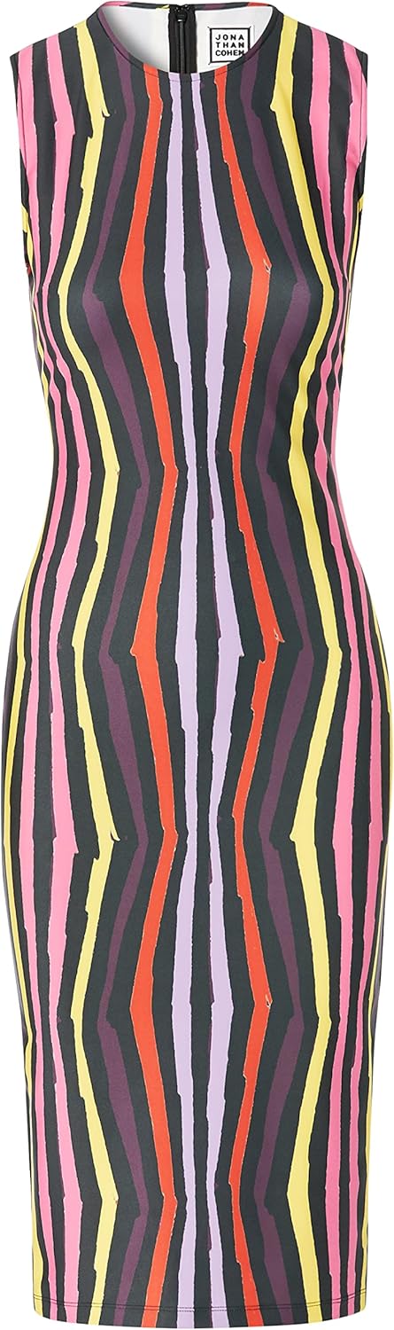 Jonathan Cohen Rainbow Stripe Sleeveless Dress