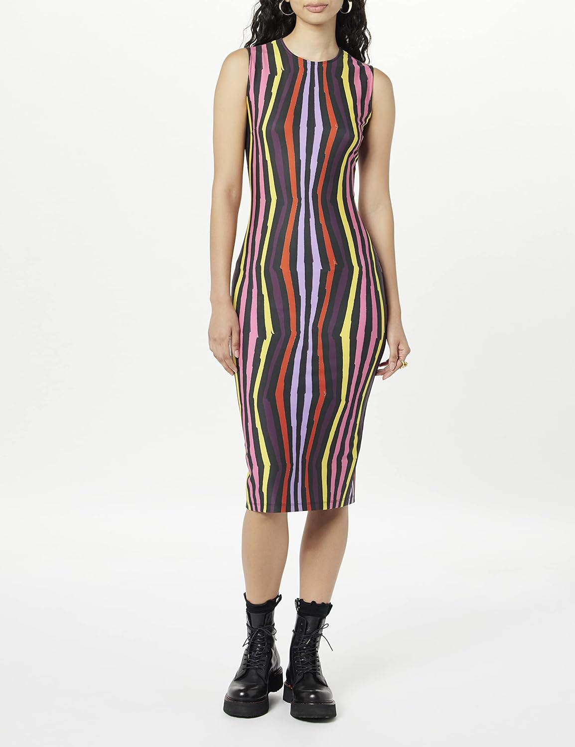 Jonathan Cohen Rainbow Stripe Sleeveless Dress