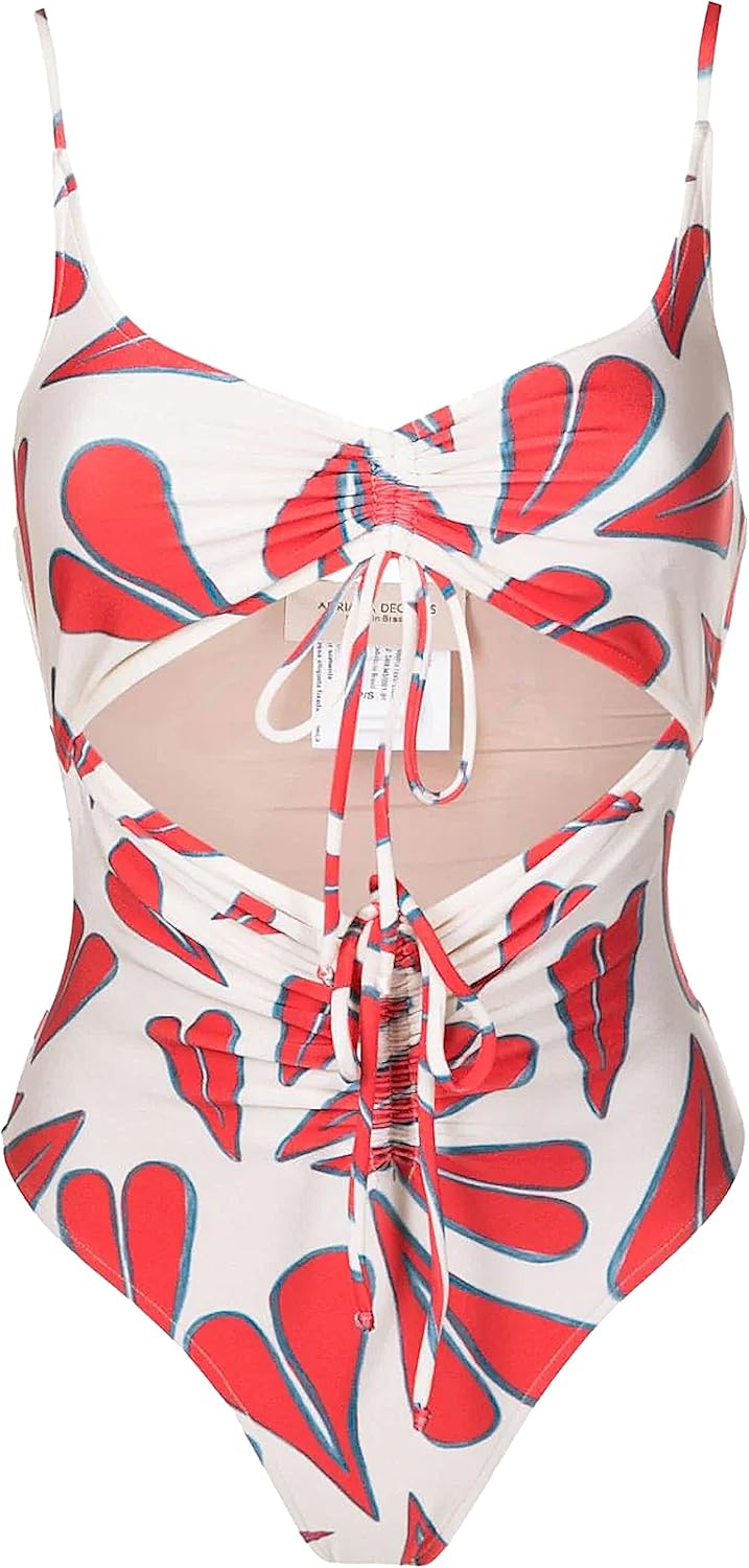 ADRIANA DEGREAS Heart Cut-Out Frilled Swimsuit